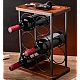 Suport din lemn organizator pentru 6 sticle de vin si 2 pahare