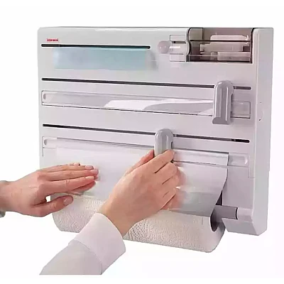 Dispenser triplu de bucatarie cu montare pe perete Dispenser triplu de bucatarie cu montare pe perete