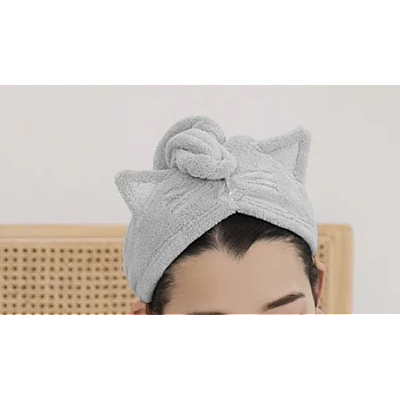 Prosop de baie pentru copii tip Turban din microfriba pentru uscarea parului model pisicuta Prosop de baie pentru copii tip Turban din microfriba pentru uscarea parului model pisicuta
