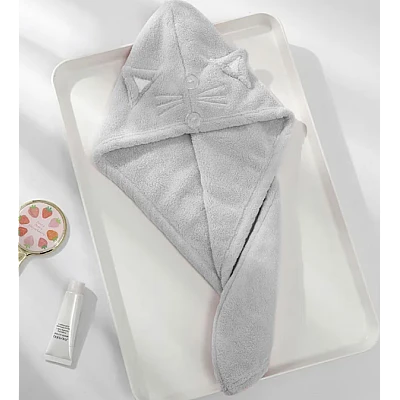 Prosop de baie pentru copii tip Turban din microfriba pentru uscarea parului model pisicuta Prosop de baie pentru copii tip Turban din microfriba pentru uscarea parului model pisicuta