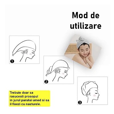 Prosop de baie pentru copii tip Turban din microfriba pentru uscarea parului model pisicuta Prosop de baie pentru copii tip Turban din microfriba pentru uscarea parului model pisicuta