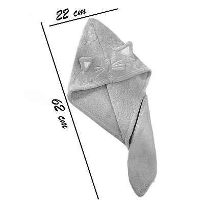 Prosop de baie pentru copii tip Turban din microfriba pentru uscarea parului model pisicuta Prosop de baie pentru copii tip Turban din microfriba pentru uscarea parului model pisicuta