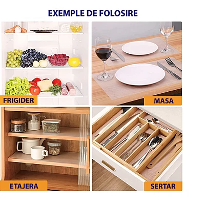 Set 2 Folii antialunecare si protectie sertare etajere rafturi transparenta 45x150 cm