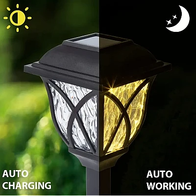 Set 6 lampi solare pentru gradina tip felinar negre Set 6 lampi solare pentru gradina tip felinar negre