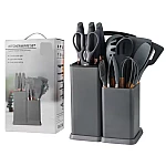 Set 19 piese ustensile de bucatarie din lemn si silicon cu suport