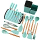 Set 19 piese ustensile de bucatarie din lemn si silicon cu suport Set 19 piese ustensile de bucatarie din lemn si silicon cu suport