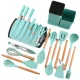 Set 19 piese ustensile de bucatarie din lemn si silicon cu suport