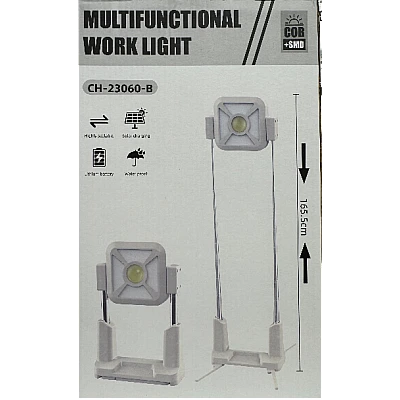 Lampa multifunctionala cu incarcare solara CH 23060B cu suport telescopic 165 cm Lampa multifunctionala cu incarcare solara CH 23060B cu suport telescopic 165 cm