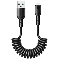 Cablu de date USB la iPhone Lightning spiralat negru Cablu de date USB la iPhone Lightning spiralat negru