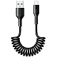 Cablu de date USB la iPhone Lightning spiralat negru Cablu de date USB la iPhone Lightning spiralat negru