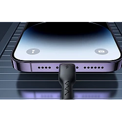 Cablu de date USB la iPhone Lightning spiralat negru Cablu de date USB la iPhone Lightning spiralat negru
