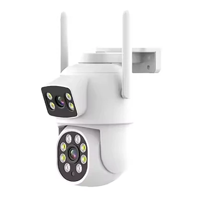 Camera de supraveghere cu lentila duala de 4MP x 2 WIFI 2.4GHZ Audio bidirectionala Camera de supraveghere cu lentila duala de 4MP x 2 WIFI 2.4GHZ Audio bidirectionala