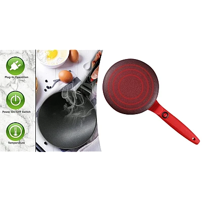 Tigaia electrica pentru clatite 20 cm ROSIE Tigaia electrica pentru clatite 20 cm ROSIE