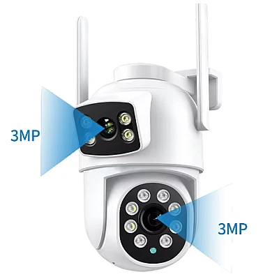 Camera de supraveghere cu lentila duala de 4MP x 2 WIFI Camera de supraveghere cu lentila duala de 4MP x 2 WIFI