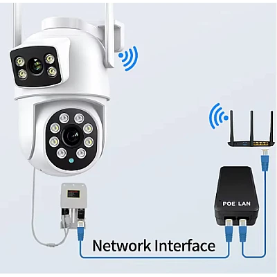 Camera de supraveghere cu lentila duala de 4MP x 2 WIFI Camera de supraveghere cu lentila duala de 4MP x 2 WIFI