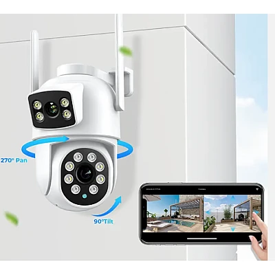 Camera de supraveghere cu lentila duala de 4MP x 2 WIFI Camera de supraveghere cu lentila duala de 4MP x 2 WIFI