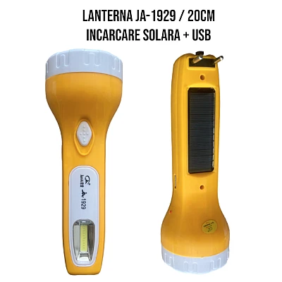 Lanterna JA 1929 reincarcabila panou solar si la priza 220V USB bank led lateral Lanterna JA 1929 reincarcabila panou solar si la priza 220V USB bank led lateral