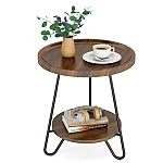 Masuta Cafea 2 Polite Rotunde Din Lemn Culoare Maro