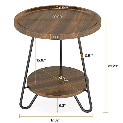 Masuta Cafea 2 Polite Rotunde Din Lemn Culoare Maro Masuta Cafea 2 Polite Rotunde Din Lemn Culoare Maro