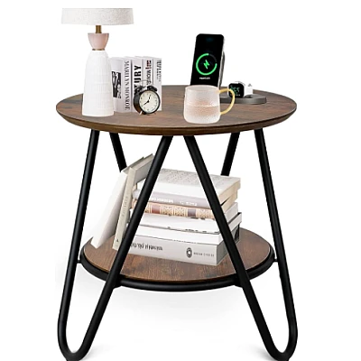 Masuta Cafea 2 Polite Rotunde Din Lemn Culoare Maro Masuta Cafea 2 Polite Rotunde Din Lemn Culoare Maro