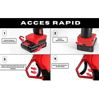 Trusa Foarfeca electrica crengi profesionala cu 2 acumulatori 21 V 2000 mAh diametru taiere 30 mm Trusa Foarfeca electrica crengi profesionala cu 2 acumulatori 21 V 2000 mAh diametru taiere 30 mm