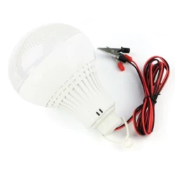 Bec LED 7W 12V Cablu si Clesti Baterie Auto Glob Mat Plastic  Bec LED 7W 12V Cablu si Clesti Baterie Auto Glob Mat Plastic