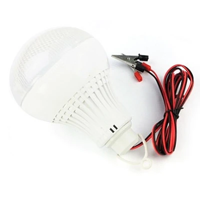 Bec LED 7W 12V Cablu si Clesti Baterie Auto Glob Mat Plastic Bec LED 7W 12V Cablu si Clesti Baterie Auto Glob Mat Plastic