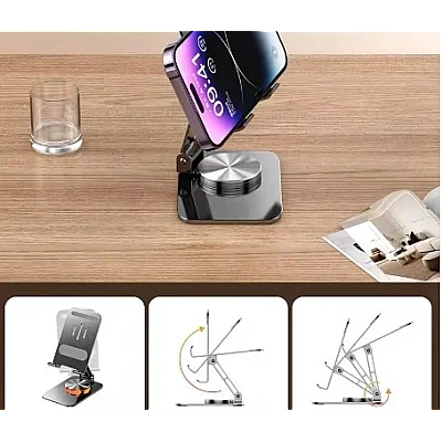 Suport telefon de birou pliabil din aluminiu cu rotire la 360 grade Andowl Q ZJ391 Suport telefon de birou pliabil din aluminiu cu rotire la 360 grade Andowl Q ZJ391