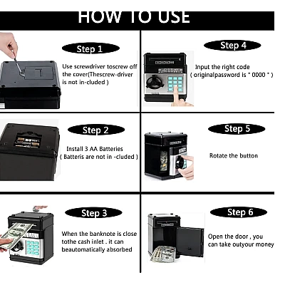 Pusculita ATM interactiva tip Seif deschidere cu pin sunete si lumina Pusculita ATM interactiva tip Seif deschidere cu pin sunete si lumina