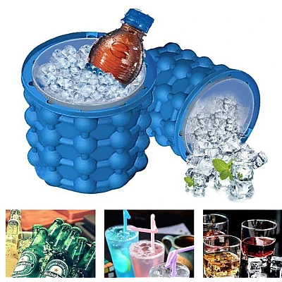 Frapiera gheata 2 IN 1 din silicon si forma pentru cuburi de gheata Frapiera gheata 2 IN 1 din silicon si forma pentru cuburi de gheata