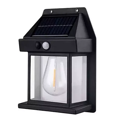 Lampa solara de perete tip bec clasic cu senzor de miscare fara fir LED 3W Lampa solara de perete tip bec clasic cu senzor de miscare fara fir LED 3W