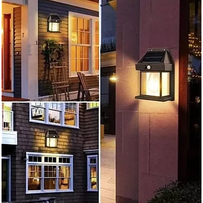 Lampa solara de perete tip bec clasic cu senzor de miscare fara fir LED 3W Lampa solara de perete tip bec clasic cu senzor de miscare fara fir LED 3W