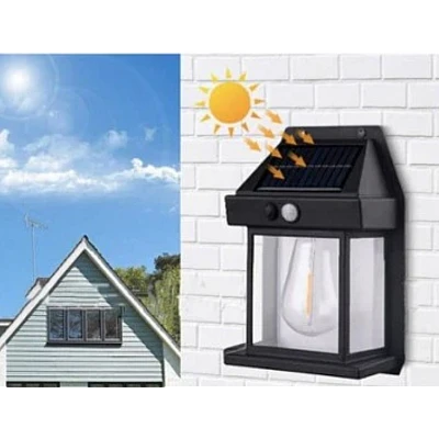 Lampa solara de perete tip bec clasic cu senzor de miscare fara fir LED 3W Lampa solara de perete tip bec clasic cu senzor de miscare fara fir LED 3W