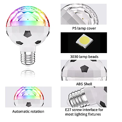 Bec LED E27 rotativ cu lumina ambientala de club Bec LED E27 rotativ cu lumina ambientala de club