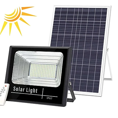 Kit Proiector Led cu panou solar 200W si telecomanda 571 LED Kit Proiector Led cu panou solar 200W si telecomanda 571 LED