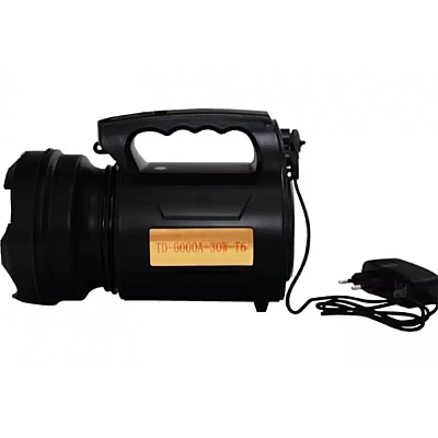 Lanterna Profesionala cu LED TD 6000A T6 de 30 W Acumulator Integrat Negru Lanterna Profesionala cu LED TD 6000A T6 de 30 W Acumulator Integrat Negru