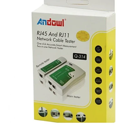 Tester cablu de retea Andowl RJ11 RJ45 25mA Q314 Tester cablu de retea Andowl RJ11 RJ45 25mA Q314