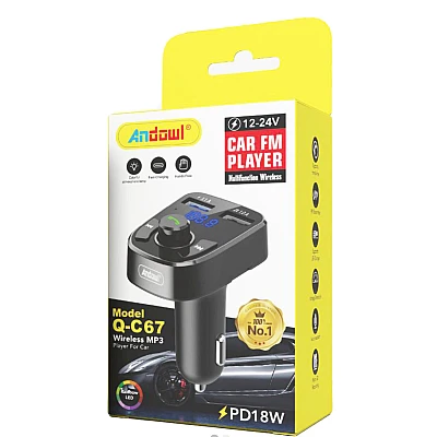 Modulator FM Bluetooth si incarcator auto 12V/24V cu 2 porturi USB Q C67 Andowl Modulator FM Bluetooth si incarcator auto 12V/24V cu 2 porturi USB Q C67 Andowl