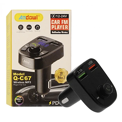 Modulator FM Bluetooth si incarcator auto 12V/24V cu 2 porturi USB Q C67 Andowl Modulator FM Bluetooth si incarcator auto 12V/24V cu 2 porturi USB Q C67 Andowl
