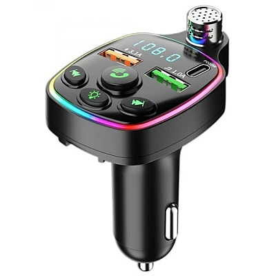Modulator FM Andowl Q C71 cu 3 porturi USB microfon handsfree incarcare USB 3.1A Modulator FM Andowl Q C71 cu 3 porturi USB microfon handsfree incarcare USB 3.1A