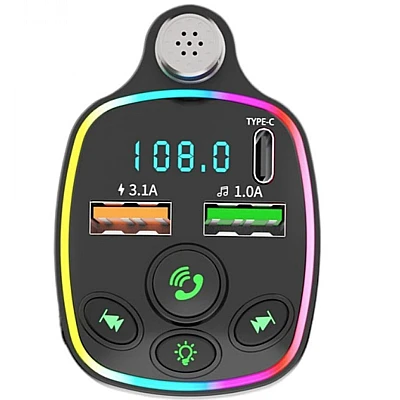 Modulator FM Andowl Q C71 cu 3 porturi USB microfon handsfree incarcare USB 3.1A Modulator FM Andowl Q C71 cu 3 porturi USB microfon handsfree incarcare USB 3.1A