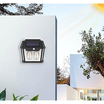 Lampa Solara de Perete Q D1522 Cu 2 becuri LED pentru exterior cu senzor de miscare si lumina Lampa Solara de Perete Q D1522 Cu 2 becuri LED pentru exterior cu senzor de miscare si lumina