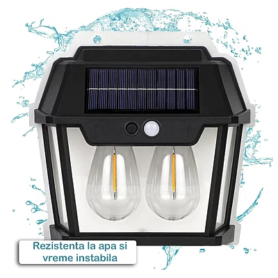 Lampa Solara de Perete Q D1522 Cu 2 becuri LED pentru exterior cu senzor de miscare si lumina Lampa Solara de Perete Q D1522 Cu 2 becuri LED pentru exterior cu senzor de miscare si lumina