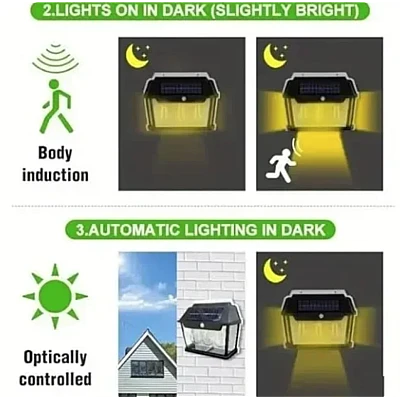 Lampa solara LED de perete cu 3 becuri Senzor de miscare Andowl Q D1640 Lampa solara LED de perete cu 3 becuri Senzor de miscare Andowl Q D1640