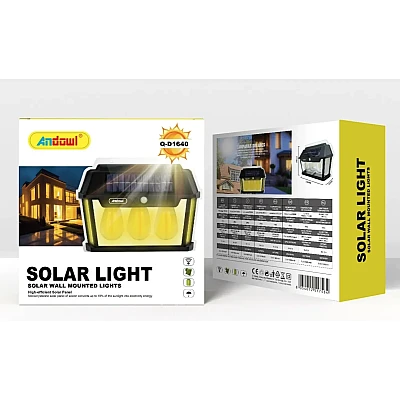 Lampa solara LED de perete cu 3 becuri Senzor de miscare Andowl Q D1640 Lampa solara LED de perete cu 3 becuri Senzor de miscare Andowl Q D1640