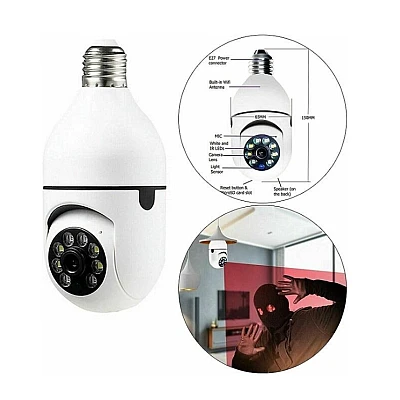 Camera de supraveghere Andowl Q S805 smart bulb PTZ WIFI 2.4G 1080P tip bec E27 cu senzor de miscare Camera de supraveghere Andowl Q S805 smart bulb PTZ WIFI 2.4G 1080P tip bec E27 cu senzor de miscare