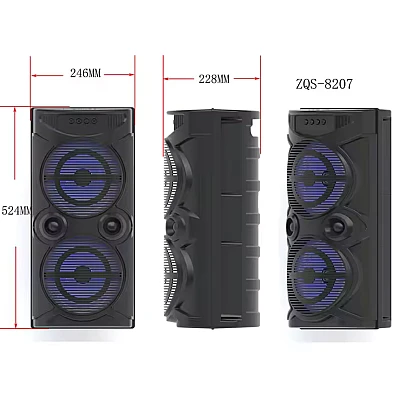 Boxa Bluetooth ZQS 8207 de 2 x 8 inch cu microfon Boxa Bluetooth ZQS 8207 de 2 x 8 inch cu microfon