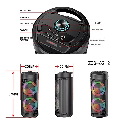 Boxa portabila Bluetooth ZQS 6212 Karaoke de 2 x 10W Boxa portabila Bluetooth ZQS 6212 Karaoke de 2 x 10W