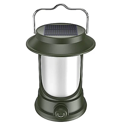 UB Lampa Solara Retro Camping LY17 Verde cu Maner Reincarcabila UB Lampa Solara Retro Camping LY17 Verde cu Maner Reincarcabila
