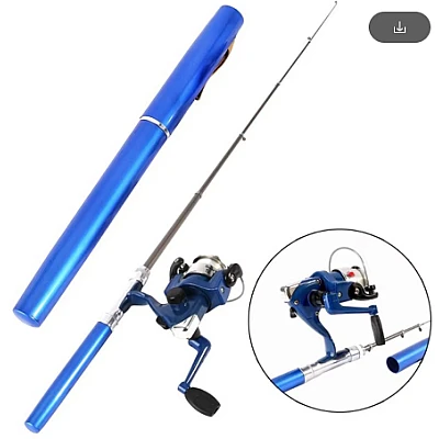 Lanseta telescopica de buzunar (21 cm) din aluminiu cu mulineta Lanseta telescopica de buzunar (21 cm) din aluminiu cu mulineta